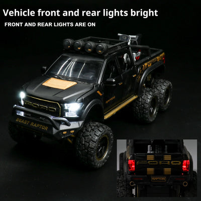 1:24 Scale Simulation Ford Raptor F150 Off-road Alloy Diecast Classic Car Model Supercar Sound Light boys toy Gift
