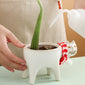  White Ceramic Cat Cactus Flower Pot