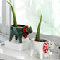  Green and White Ceramic Cat Cactus Planter Pot