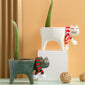  Green and White Ceramic Cat Cactus Planter Pot